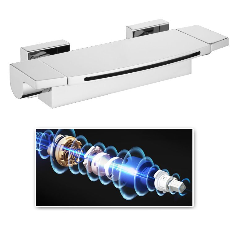 Wall Mounted Metal Tub Filler Low Arc Waterfall Bathroom Tub Faucet Trim