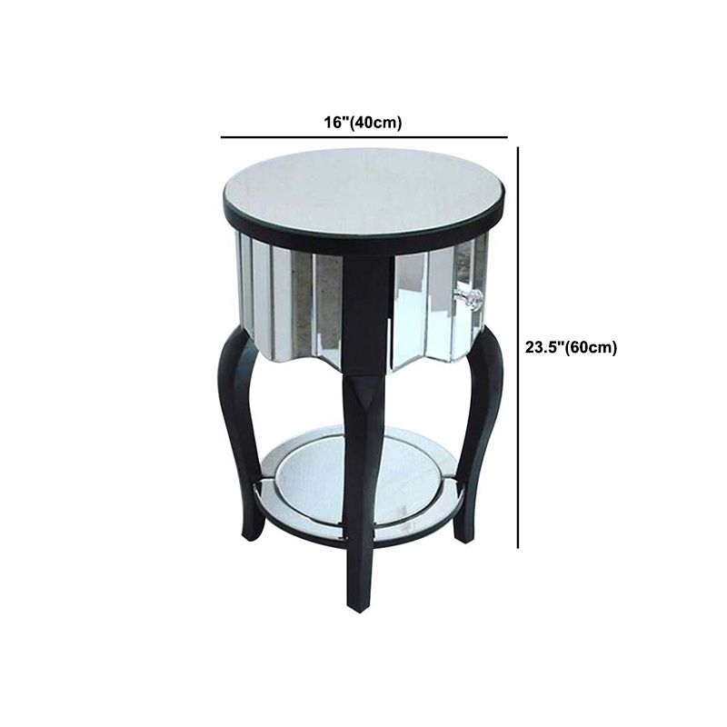 Round Glass top Side End Table Contemporary 23.6" Tall 4 Legs End Table