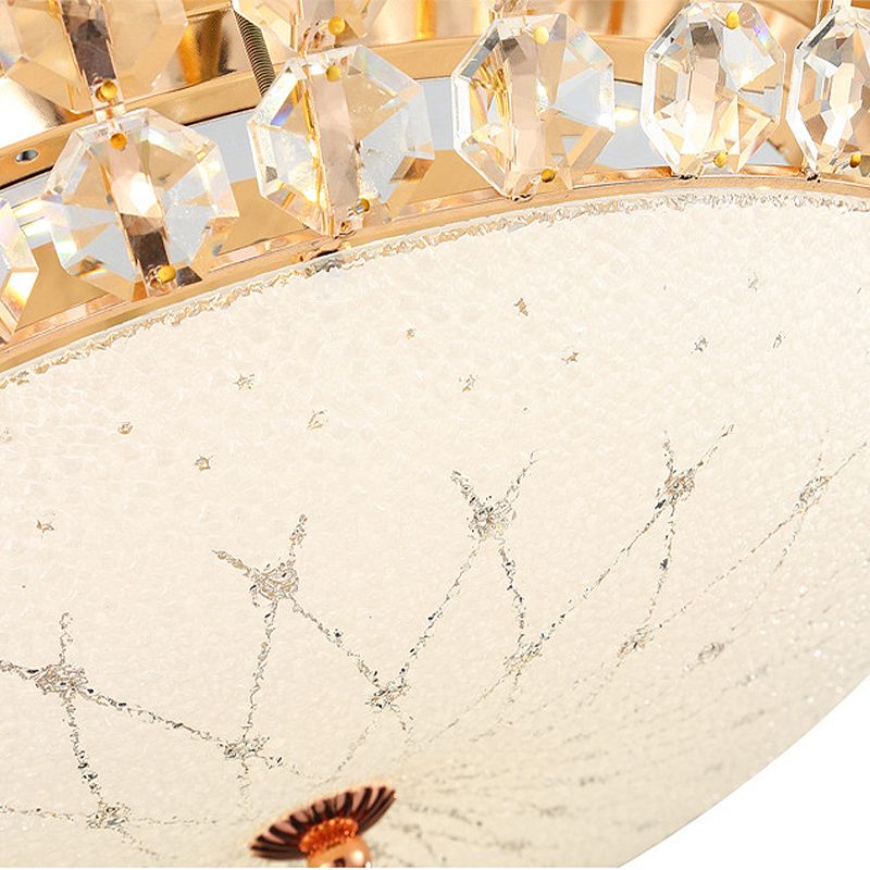 Sala de estar con cúpula de cristal de color blanco Luz de techo de simplicidad LED de cristal con acento de cristal facetado, 12 "/16" /19,5 "