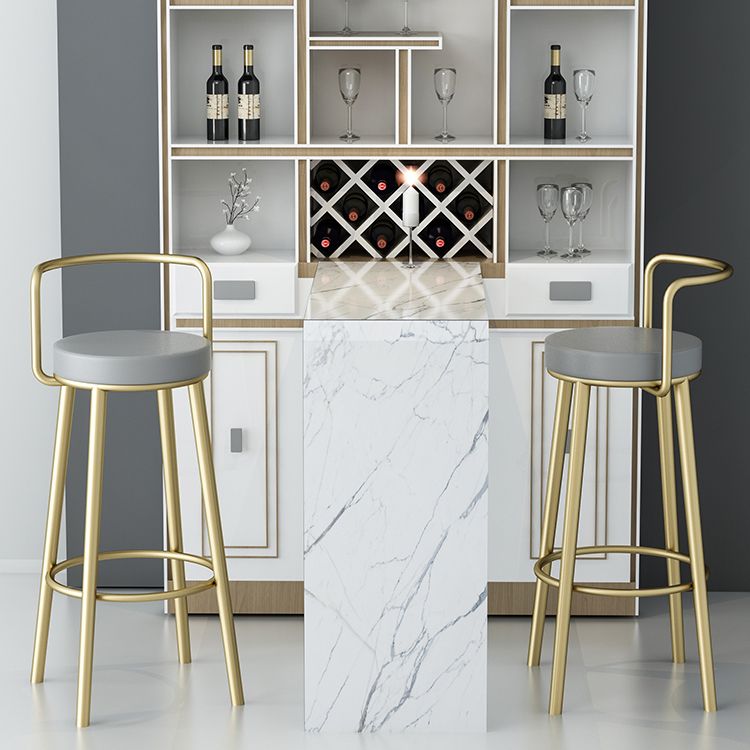 Glam Style Armless Counter Stool Faux Leather Round Bar Stool