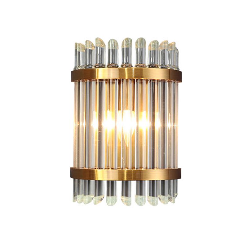 Modernist Half-Cylinder Wall Lighting Clear Crystal 1 Light Living Room Wall Mounted Lamp in Gold Finish