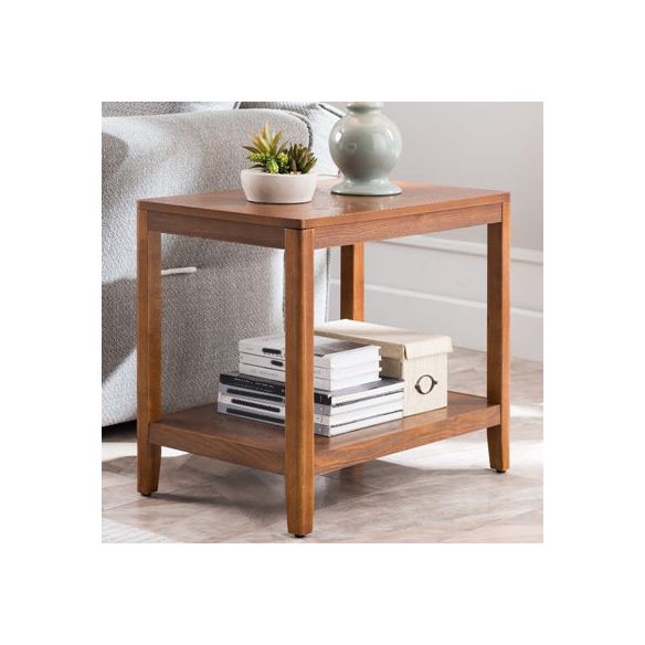 Ashwood Double Tier End Table Contemporary Rectangular Side Table for Living Room