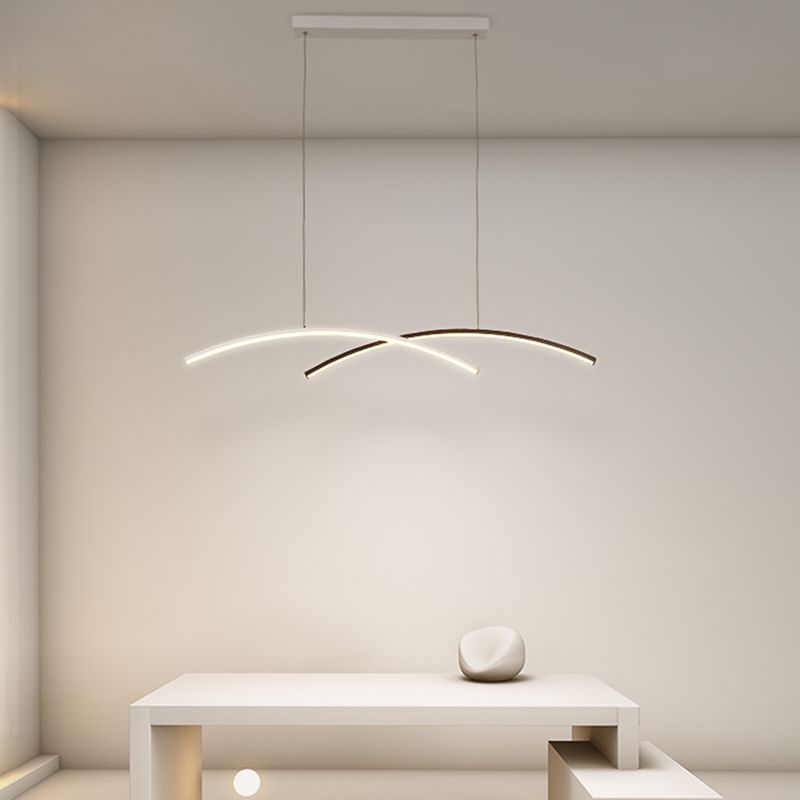 Black and White Arc Ceiling Lighting Simplicity LED Metal Hanging Island Light for Living Room