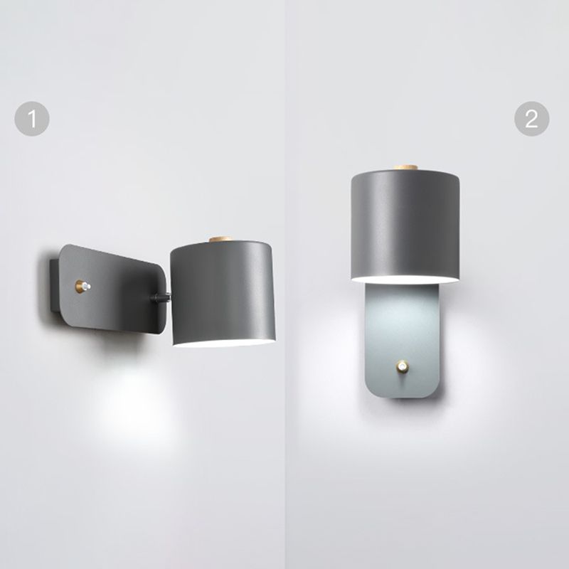 Bedroom Wall Mounted Light Fixture Nordic Style Wall Sconce Lighting with Cylinder Metal Shade
