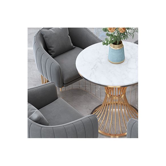 Scandinavian Style Sintered Stone Top Dining Sets with Round Table Dining Room Set for Dining Room