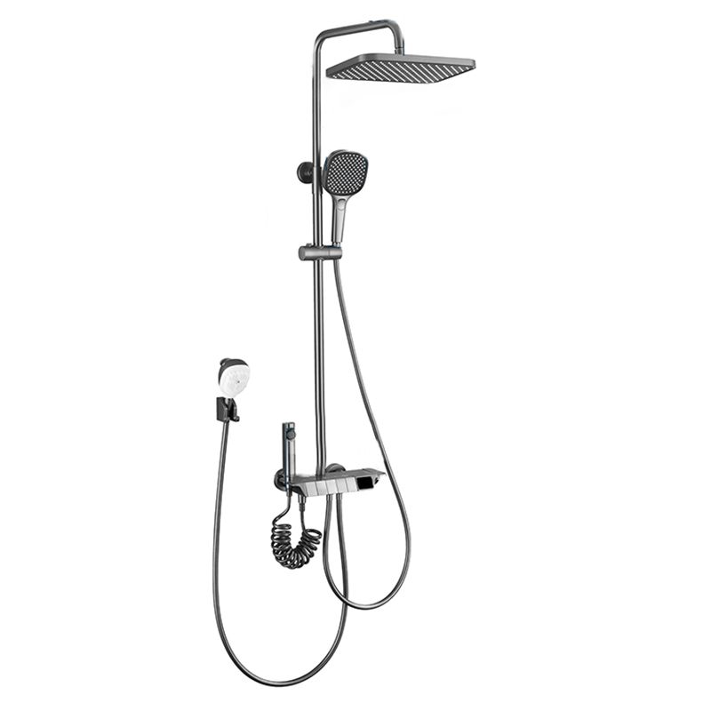 Contemporary Shower System Dual Shower Head Slide Bar Thermostatic Wall Mounted Shower Set