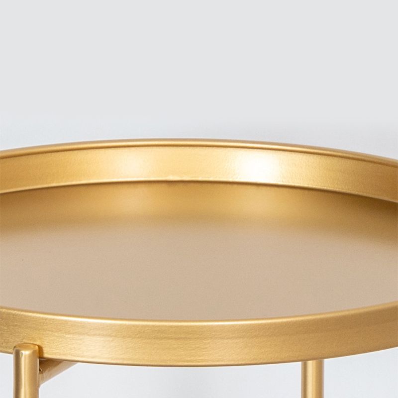 Modern Cross Legs Corner Table Round Tray Top Side End Table