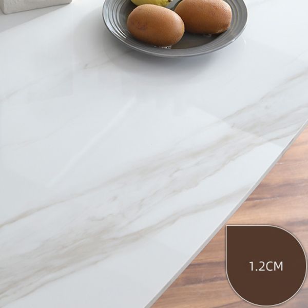 Rectangle 4 Legs Mid-Century Table White Fixed Table of Sintered Stone