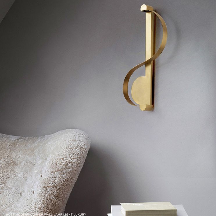 Simple Atmosphere Style Wall Lamp S Shape Brass Wall Mount Light for Living Room