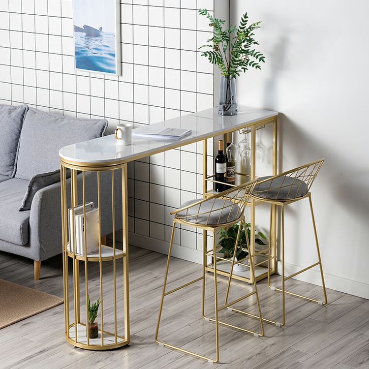 Marble Top Cocktail Bar Table Nordic 42-inch Height Storage Table for Living Room