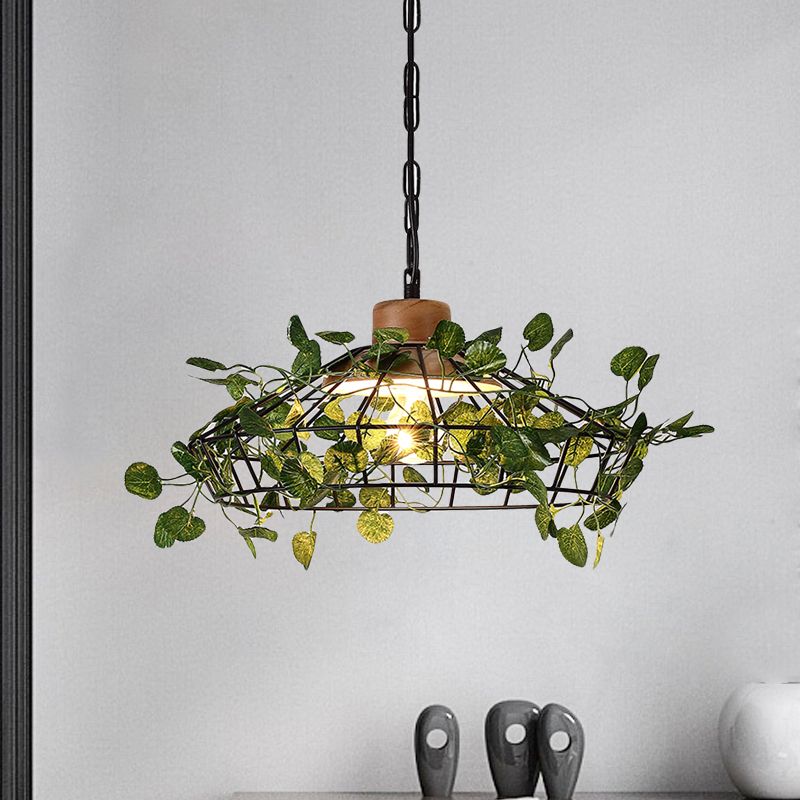 1 Glühbirnenkäfighängeanhänger Vintage Black Metal LED -Pflanzen Deckenhänge für das Restaurant