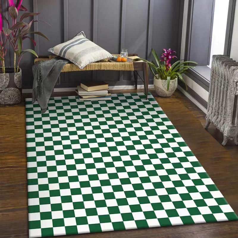 Brown Checkerboard Carpet Polyester Modern Carpet Non-Slip Backing Carpet for Drawing Room