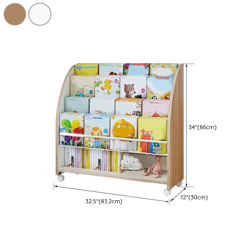 Modern Standard Bookcase Freestanding Standard Kids Bookcase with 4 Wheels