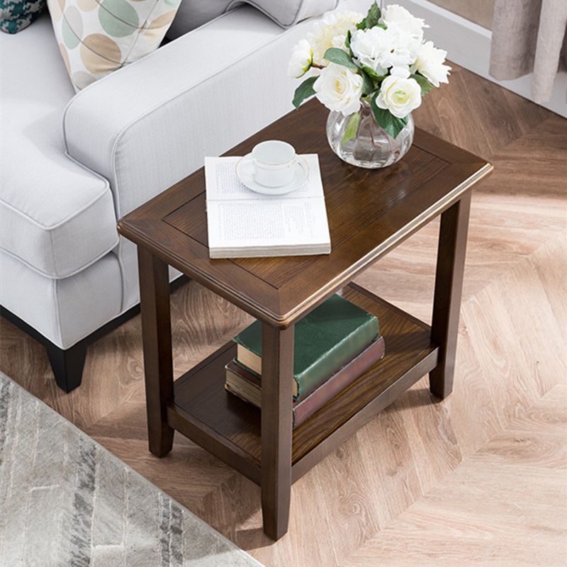 4 Legs Base Black Walnut/walnut Rectangle in Ash Wood Side Table