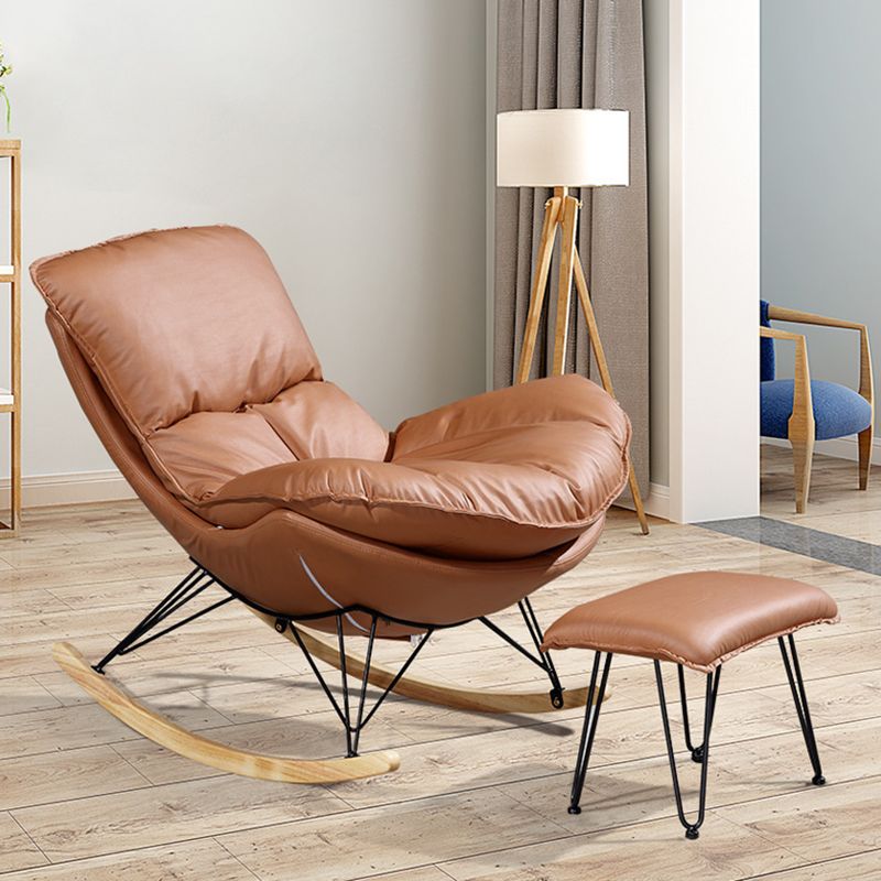 Modern Rocker Upholstered Tufted Cushions with Light Legs Glider