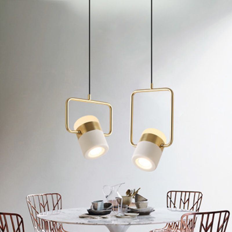 Zylindrische Anhängerlampe moderne minimalistische Metallhängelampe mit Rechteckring für Esszimmer