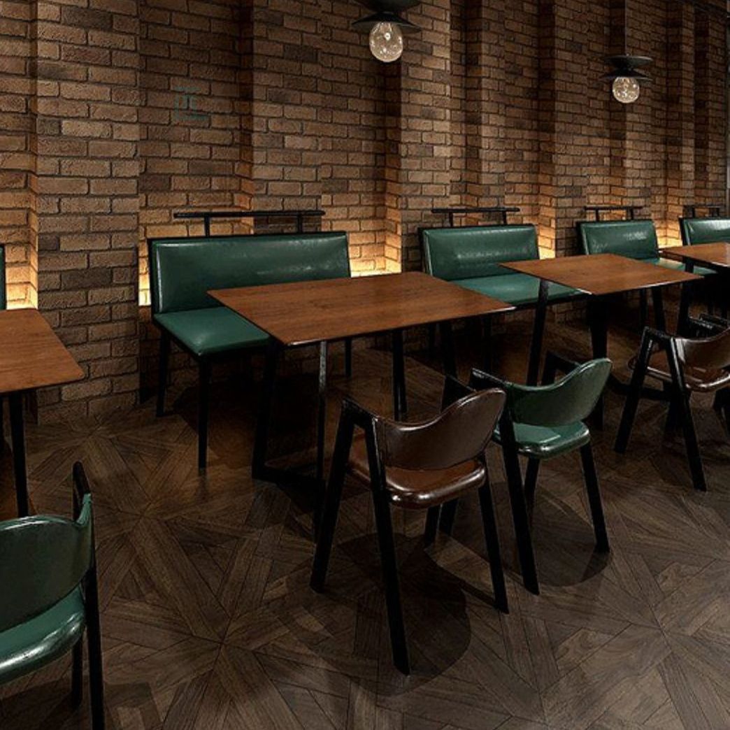 Industrial Style Leather Dining Side Chairs Open Back Dining Armless Chairs