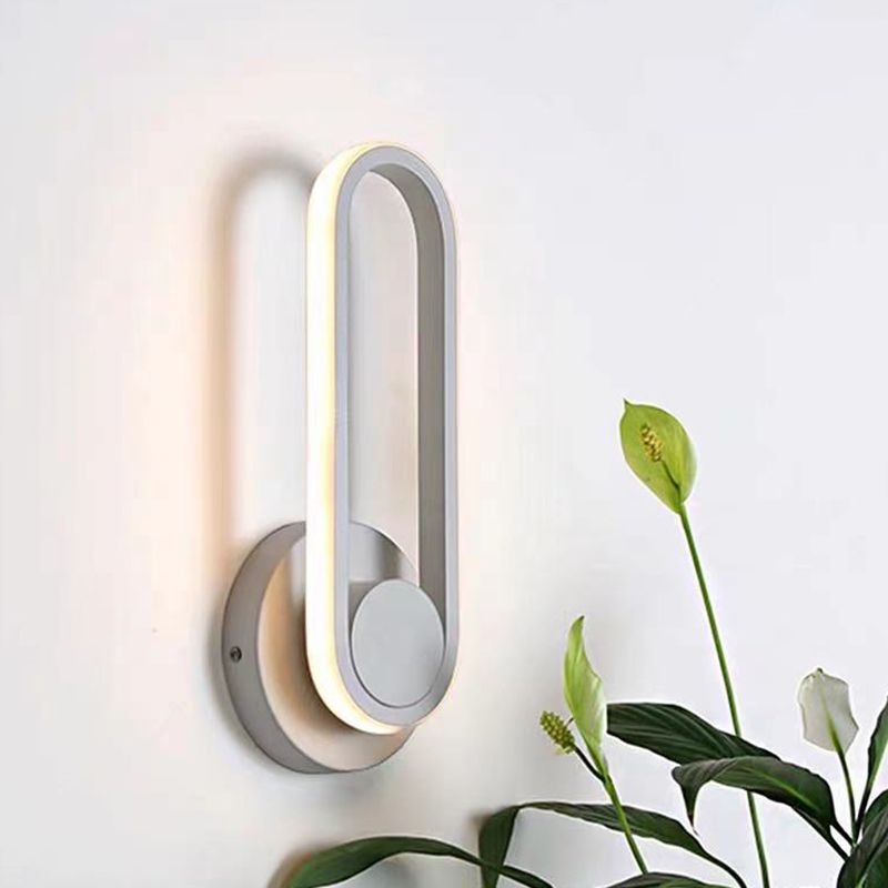 Oval Shape Metal Wall Light Modern Style Single Light Wall Sconce Light