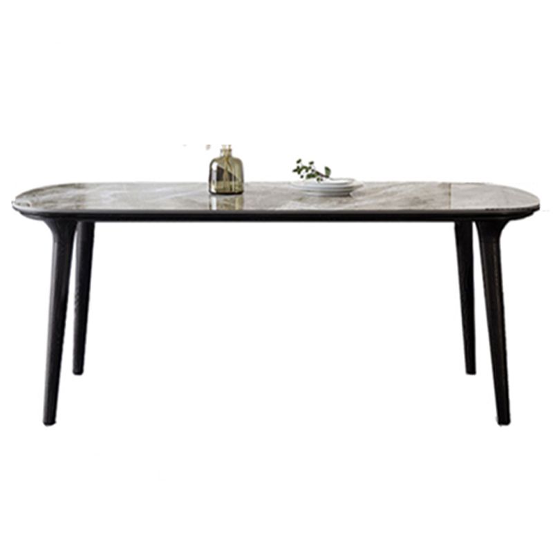 Industrial Sintered Stone Top Dining Table Rectangle Dinette Table with Wooden Base