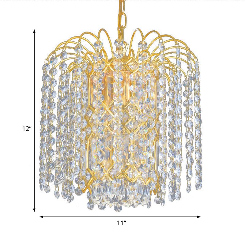 Rain Hanging Light Fixture Modernism Faceted Crystal 3 Lights Gold Chandelier Light for Lobby Bar