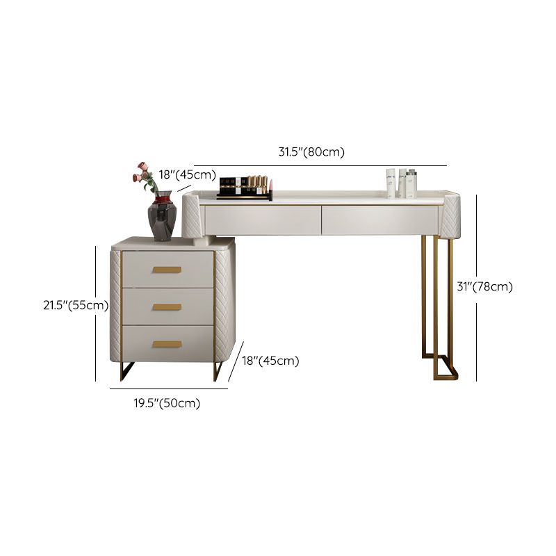 Glam Wooden Vanity Makeup Table Set 5-Drawers Dressing Table