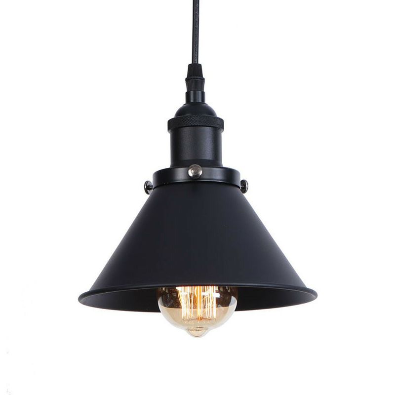 Broll-Trim-Kegel-Eisen anheizt helles industrielles industrielles Einzel-Bulb-Küchenstangenpendel Licht in Schwarz/Kupfer/Rost mit Kabelgriff