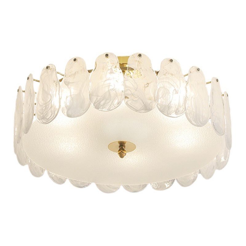 Glass Round Shape Flush Mount Light Modern-Style Multi Lights Flush Ceiling Light in Gold