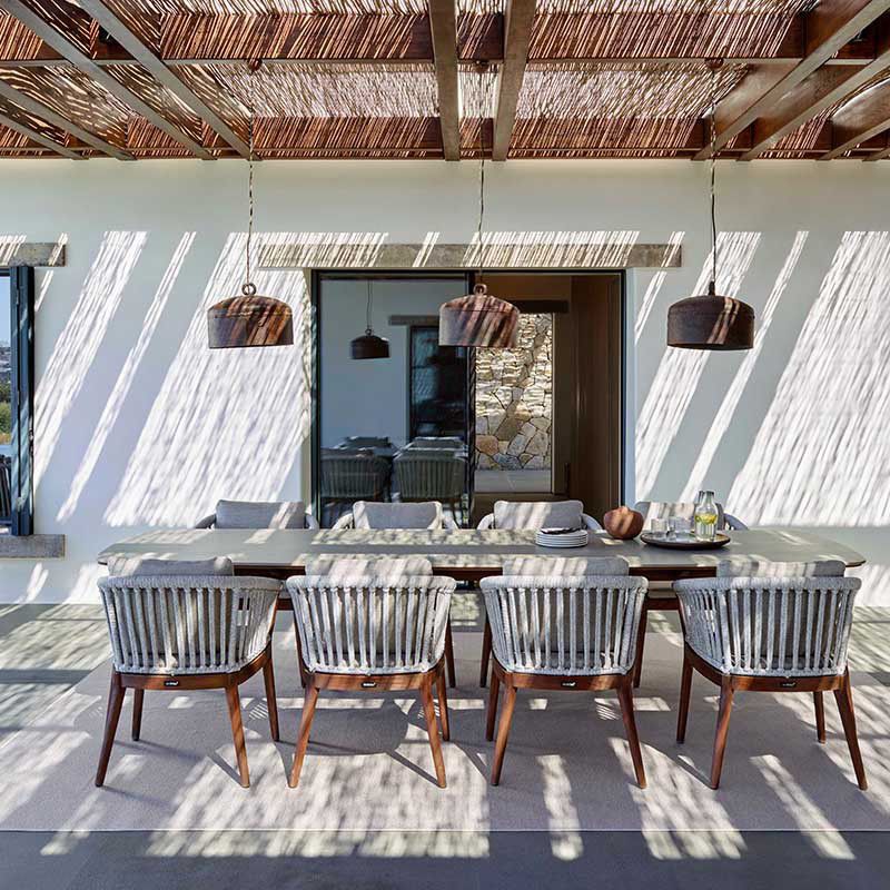 Boho Stone Dining Set 1/5/9 Piece Rectangular Dining Table Set for Outdoor