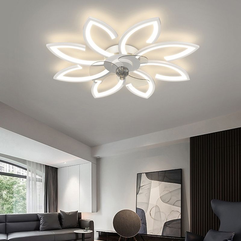 Modern Style Ceiling Fan Light LED Ceiling Mount Lamp with Acrylic Shade for Living Room