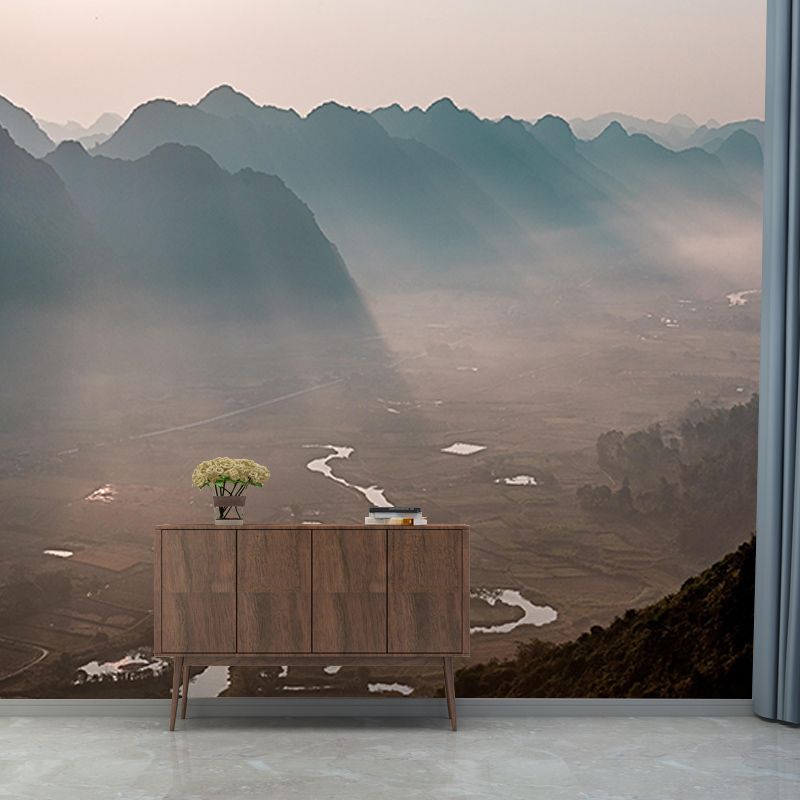 Mountain Scene Contemporary Style Mural Photography Living Room Wall Mural