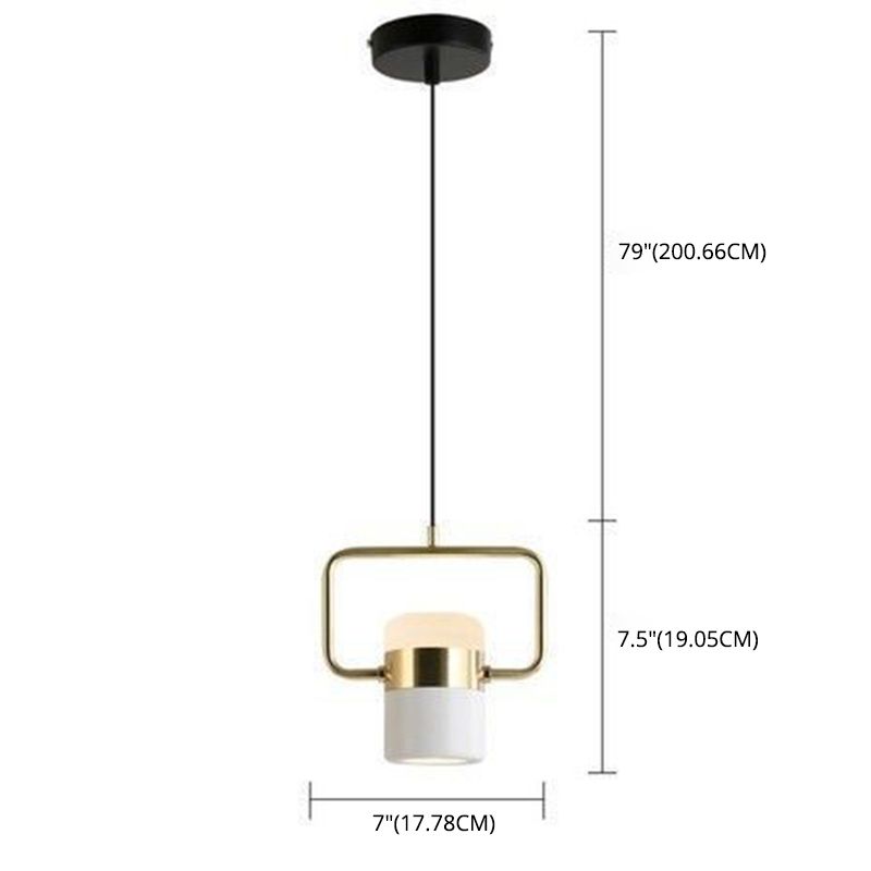 Zylindrische Anhängerlampe moderne minimalistische Metallhängelampe mit Rechteckring für Esszimmer