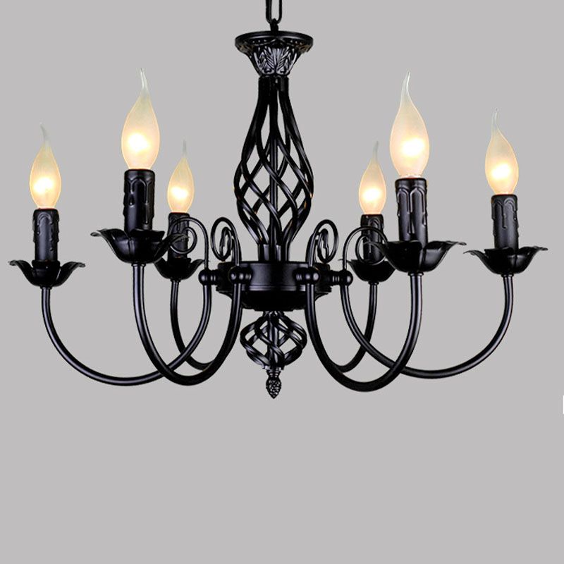 Classic American Minimalism Hanging Chandelier Light Metal Hanging Lamp Kit in Black Finish