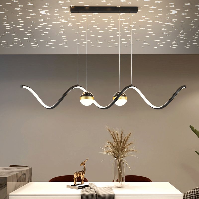 Modern Style Ribbon Shape Island Pendants Metal Pendant Lights for Dining Room