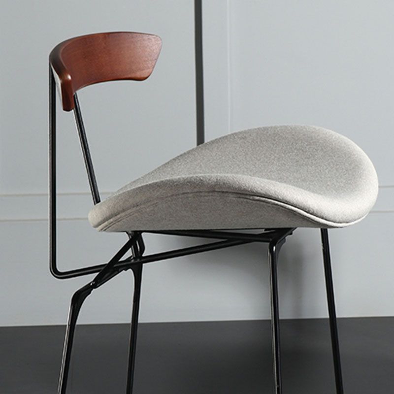 Industrial Footrest Low Back Barstool Matte Finish Leather Milk Tea Shop Stool