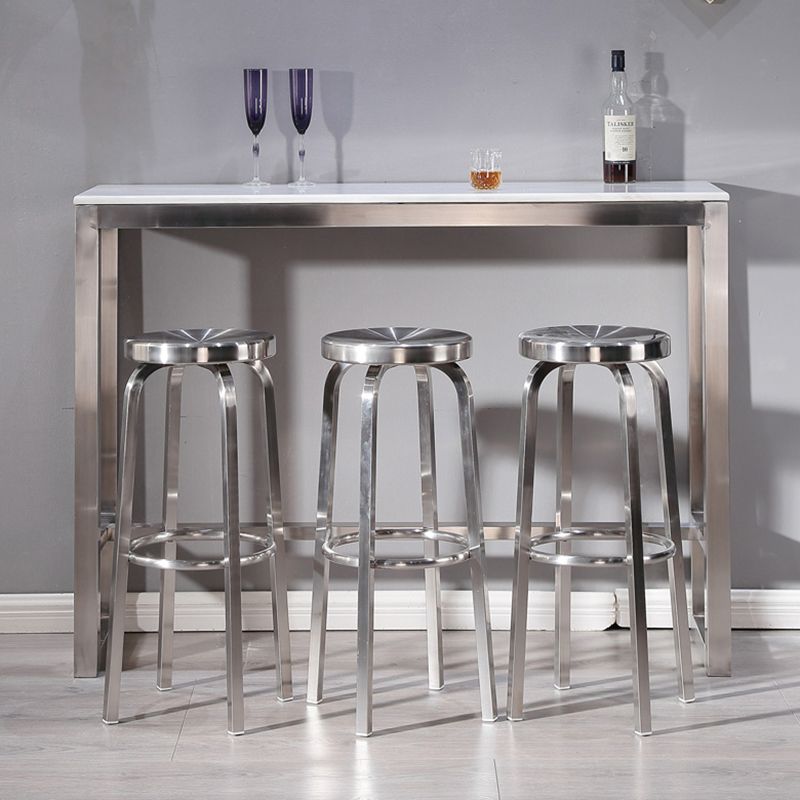 1 Pcs Industrial Silver Counter Stools Stainless Steel Bar Bristol Stools with Round Seat
