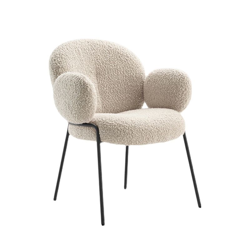 Nordic White Living Room Basic Four Leg Fixed Back Parsons/Arm Chair