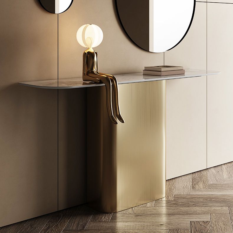 Glam Metal Console Accent Table Golden Console Sofa Table for Hall