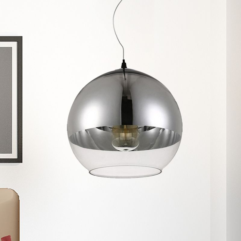 6"/8"/10"W Globe Pendant Lighting Post-Modern Glass 1 Light Sliver Hanging Ceiling Light