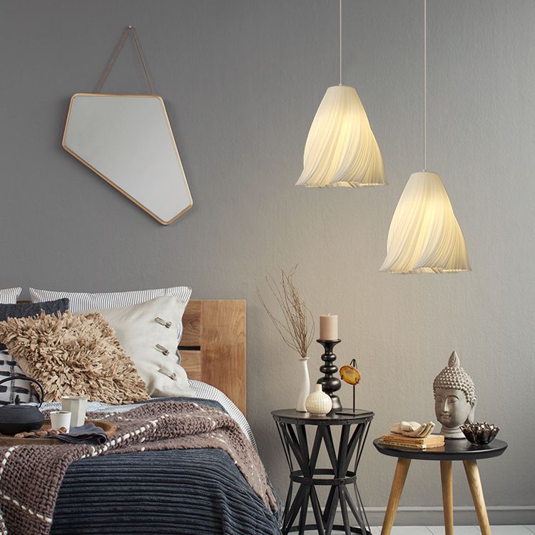 Pendante intérieure minimaliste, Éclairage de pendentif à 1 lumière en acrylique blanc