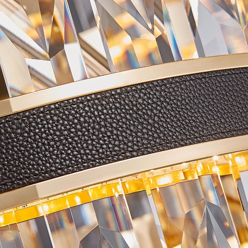 Black Linear Island Chandelier Light Modern Style LED Crystal Chandelier Light Fixture