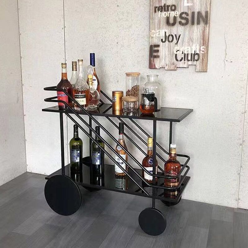 Modern Open Storage Kitchen Trolley Glass Dining Room Prep Table