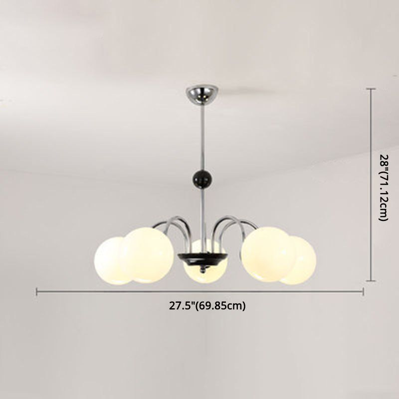 Globe Chandelier Lighting Fixtures Modern White Glass Suspension Light for Bedroom
