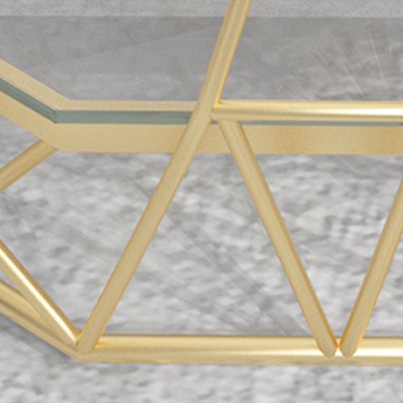 Modern Frame Coffee Table Glass Top Cocktail Table 17.71 Inch High