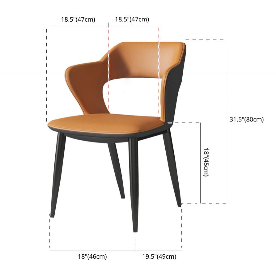 Nordic Metal Dining Chairs with Arm Indoor Open Back Dining Side Chair