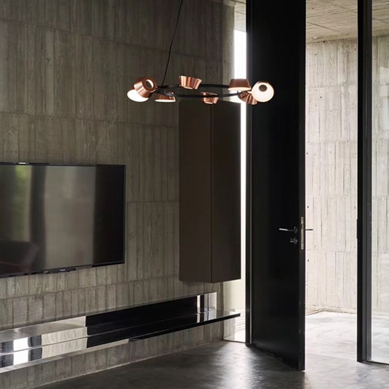 Postmodern Style Chandelier Light Fixture Metal Rose Gold Pendant Light for Living Room