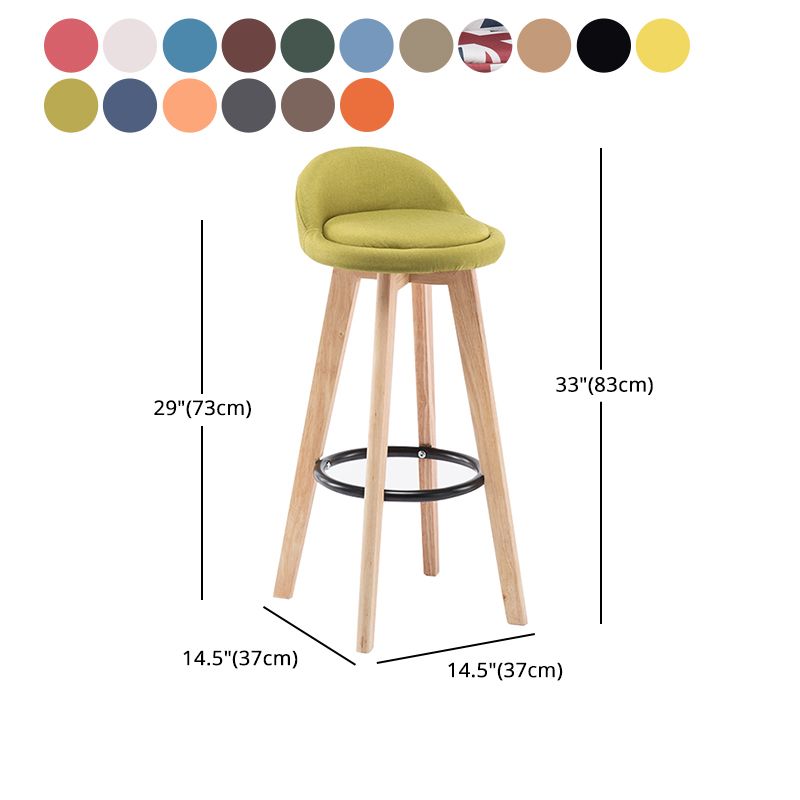 Modern Armless Backrest Counter Stool Wood Bedroom Bar Stool with Cushion and Pedal