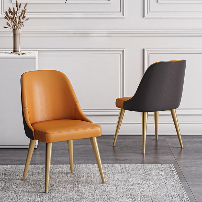 Chaises de salle à manger en Faux cuir de conception nordique, chaise de salle à manger sans bras à dossier solide