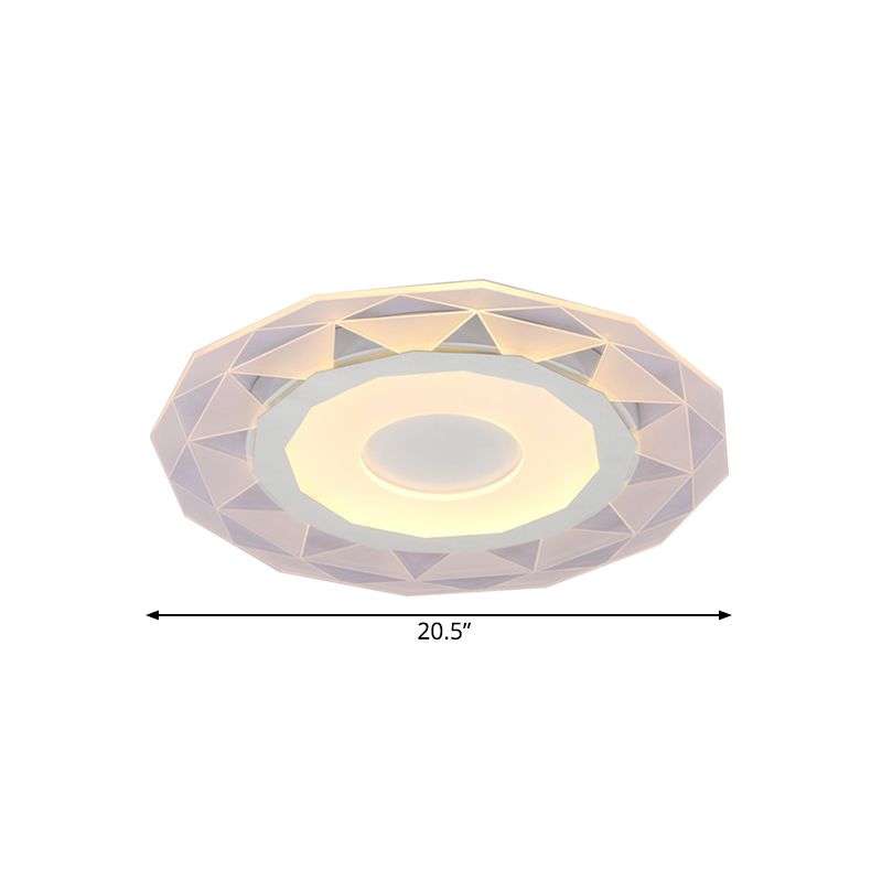 16.5"/20.5"/24.5" Wide LED Bedroom Flushmount with Polygon Acrylic Shade White Ceiling Light Fixture in Warm/White Light