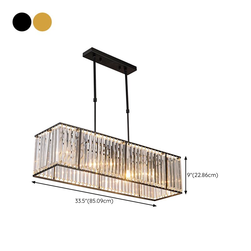 Contemporary Hanging Light Rectangular Island Lighting with Crystal for Dining Room