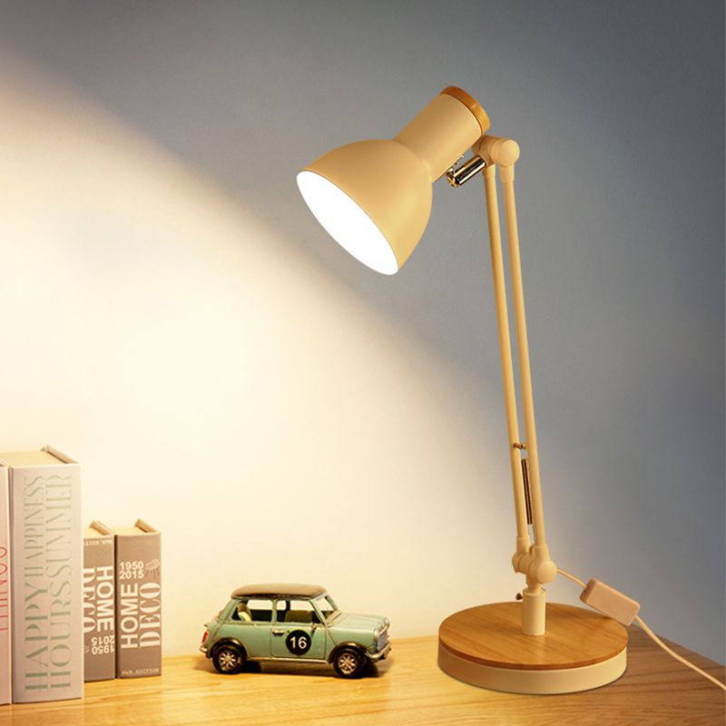 1 lichte metalen bureauverlichting Loft Style Matte zwart/Witte koepelschaduw Flexibele indoor bureaulamp